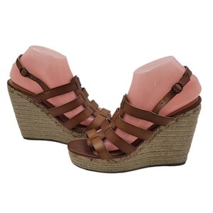 Espadrille Sandal Wedges size 9 strappy Brown